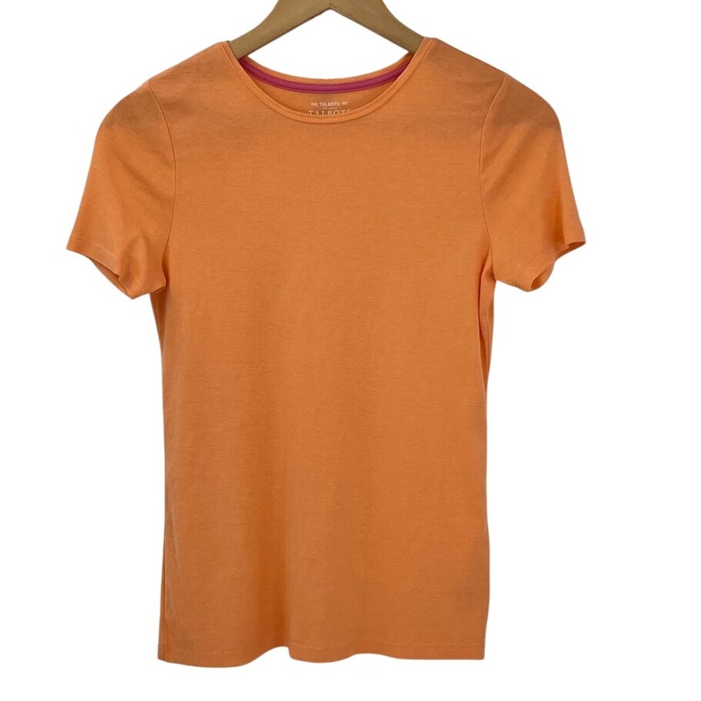 Talbots Womens Pima Cotton Short Sleeve Crewneck Tee Orange‎ Size S